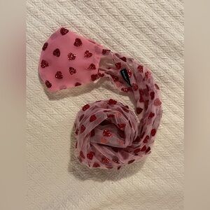 Lirika matoshi like new hearty unlined face mask pink red glitter long ribbons